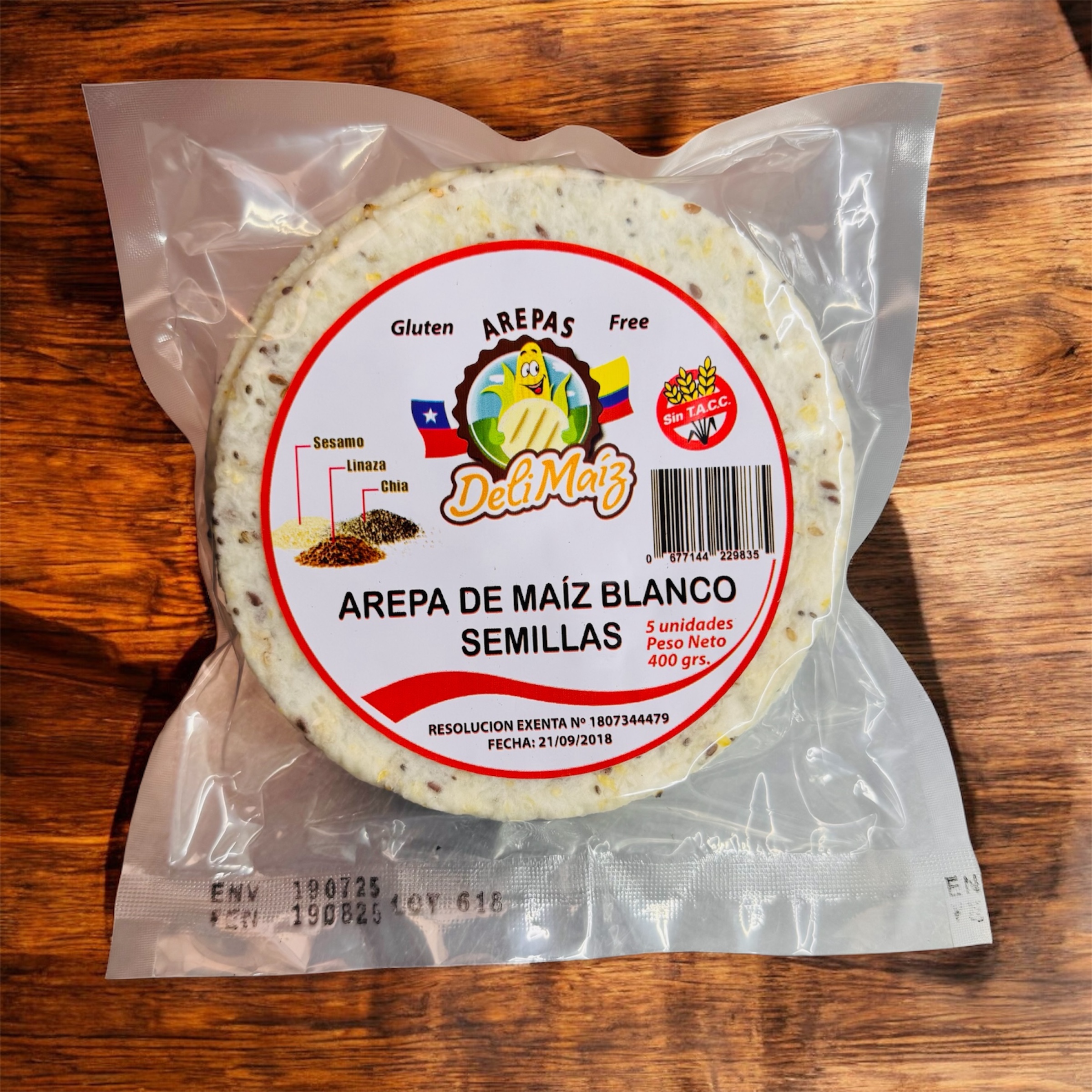 Arepa de semillas chía linaza sesamo 